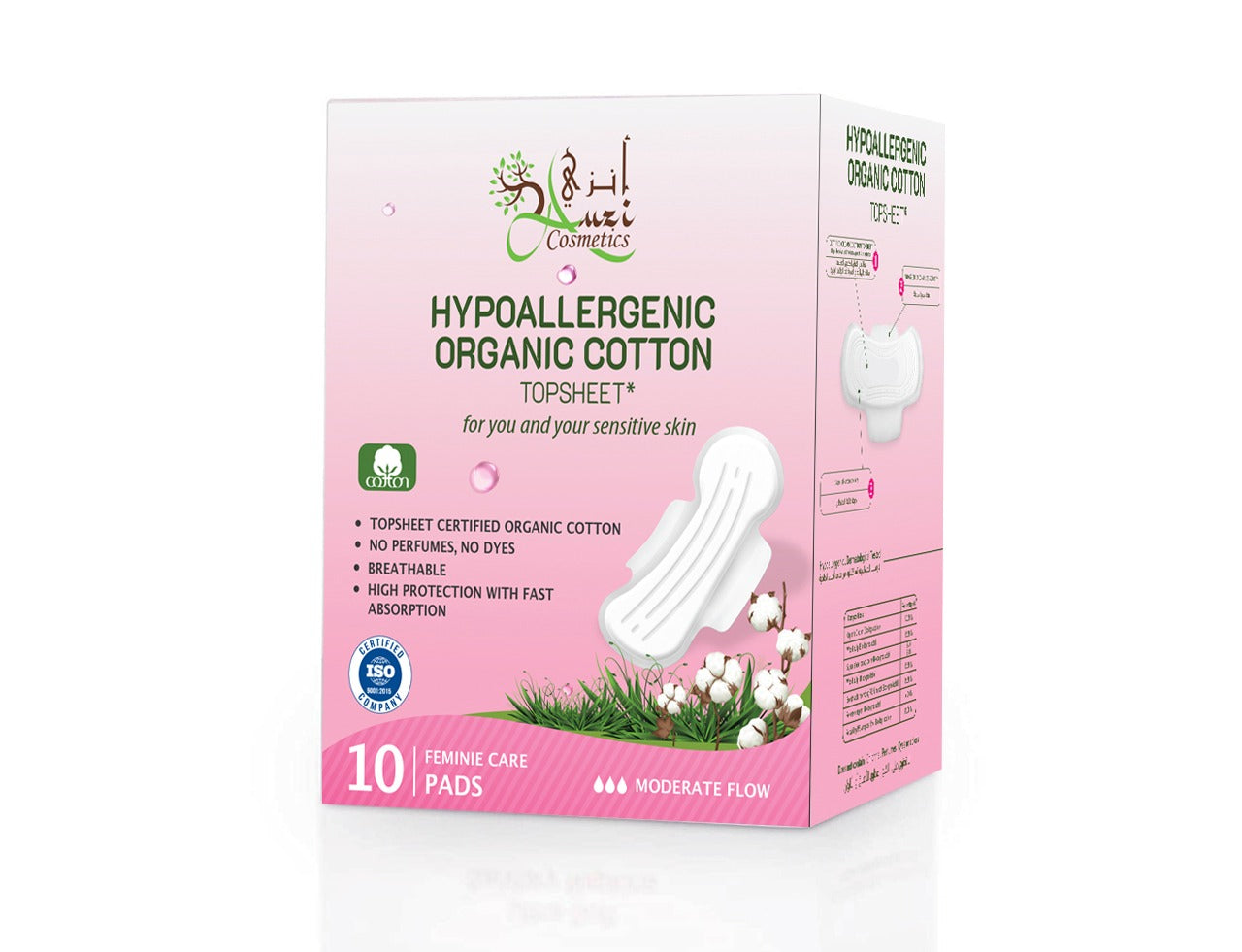 Hypoallergenic Sanitary Pads With Certified Organic cotton Top sheet