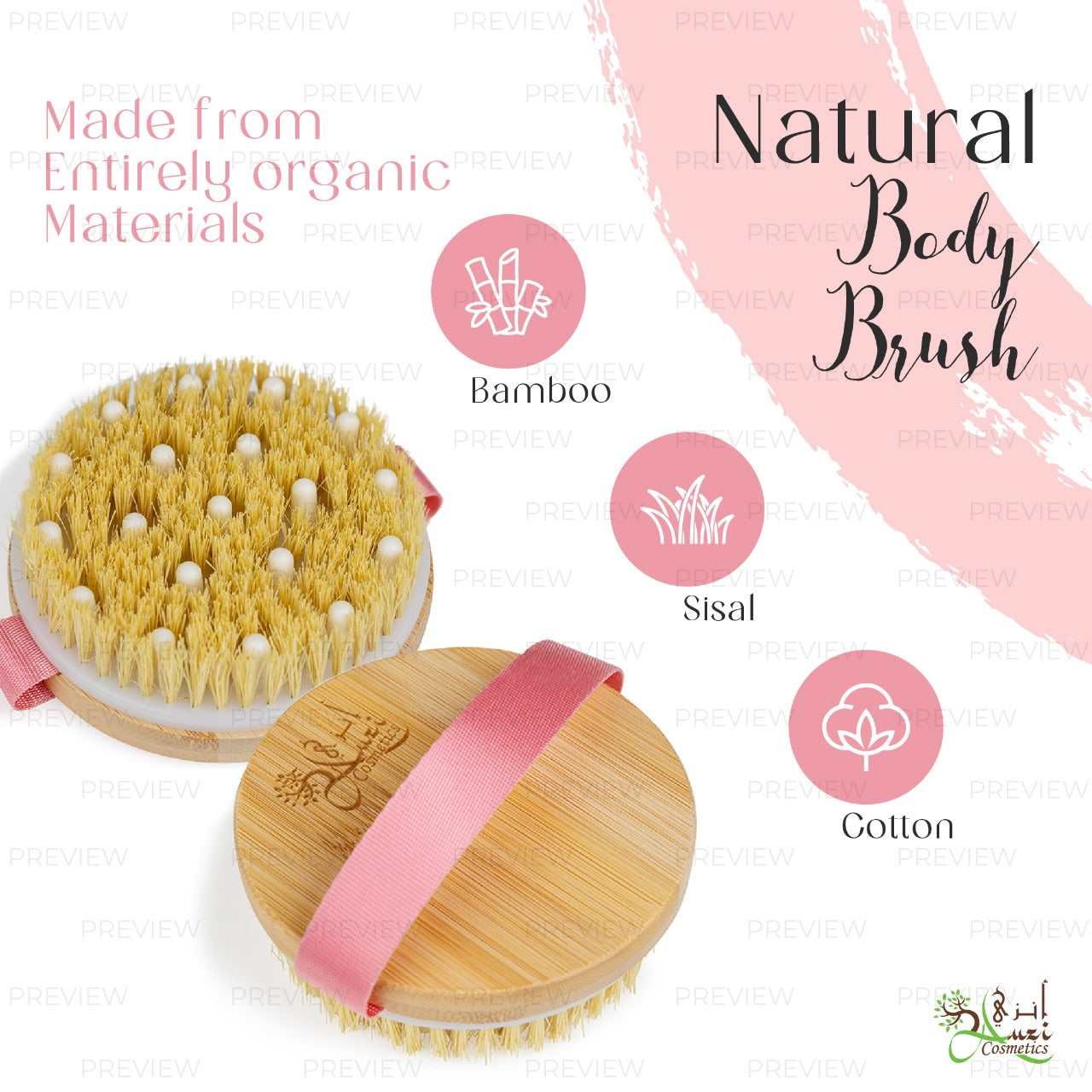 Anti cellulite body brush with 100% Natural Sisal and Bamboo wood