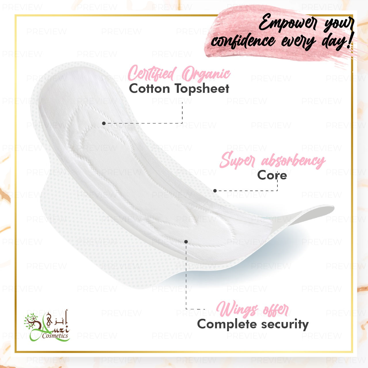 Hypoallergenic Sanitary Pads With Certified Organic cotton Top sheet