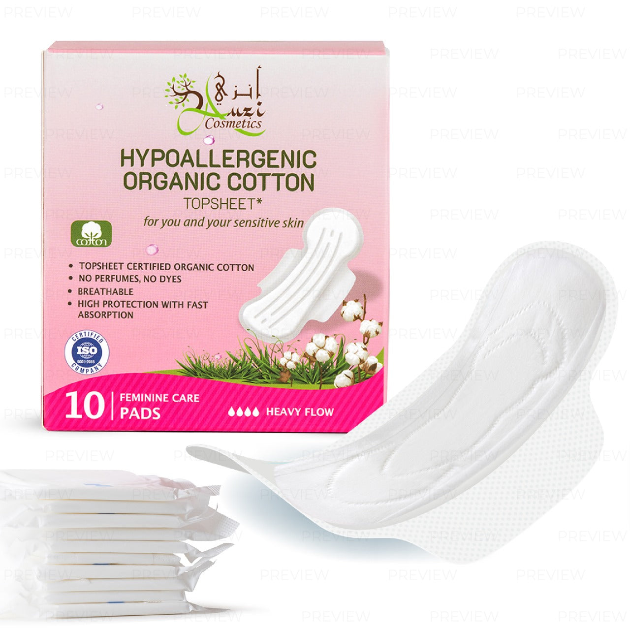 Hypoallergenic Sanitary Pads With Certified Organic cotton Top sheet